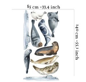 Ocean seals sea animals wall decals set - adorable marine life stickers for nursery decor by Igibee
