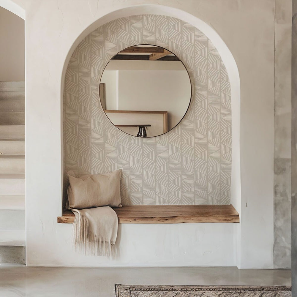 Organic weave beige boho wallpaper by Igibee