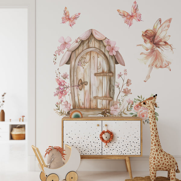 fairytale princess nursery, fairy wings wall decal, fairy silhouette wall stickers, pastel girls bedroom wall decals, enchanted forest fairy decal, butterfly fairy mural, magical girly bedroom, kids wall fairy stickers,