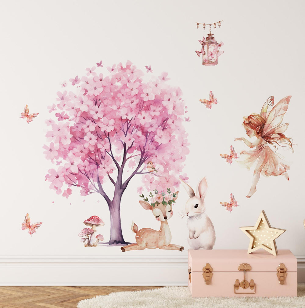 nursery wall art, nursery mural decals, pastel nursery wall stickers, whimsical nursery decor, enchanted wall stickers, enchanted wall decals, magical bedroom decals, kids bedroom wall art, toddler room wall stickers, girls bedroom stickers, girly wall decals, princess fairy decals, little girls wall decor, girly nursery wallpaper, pink fairy wall decals,