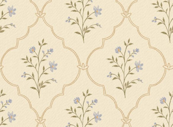 Blue flowers wallpaper mural detail by Igibee