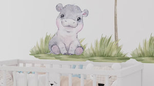 Safari Kinderzimmer Deko, Safari Wandaufkleber, Wandaufkleber, Nilpferd Wandaufkleber, Aufkleber Safari, Kinderzimmer Wandaufkleber, Wandaufkleber zum Abziehen und Aufkleben