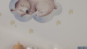 Sleeping bear on a cloud - nursery wall decal