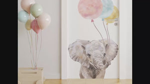 Elephant with balloons - nursery door decal