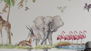 Safari Nursery Wall Decals Elephant with monkey