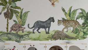 Dschungel-Aufkleber, Schwarzer Panther, Dschungel-Aufkleber, Kinderzimmer-Wandaufkleber, Kinderzimmer-Aufkleber, Dschungel-Kinderzimmer-Aufkleber, Dschungel-Aufkleber