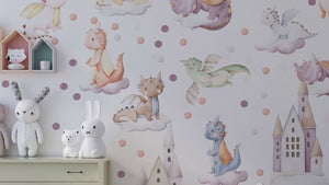 Dragon with clouds wall decals