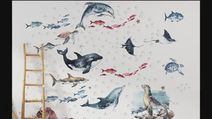 Sea Animals Big Set with Dolphins, Seal and Shark walldecals