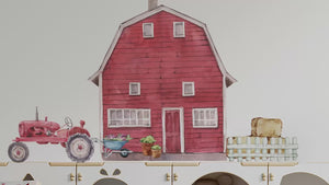 Farm buildings with a tractor - walldecal set