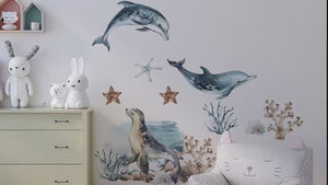 Sea World: two dolphins and a sea lion wall decals