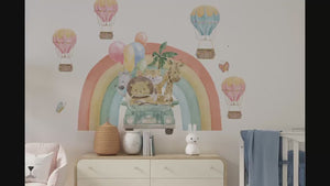 Happy Animal Trip - Rainbow and African Animals walldecal