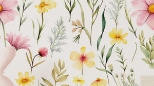 pastel floral wallpaper for nursery room