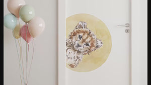 Cheetah portrait - door nursery decal