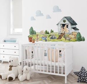 Rabbit farm animals nursery wall decals collection - adorable bunny stickers for kids room by Igibee
