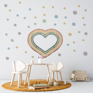 Rainbow Heart children's wall sticker set - colorful hearts nursery decor peel and stick by Igibee