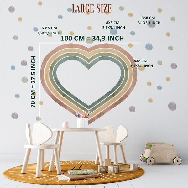 Rainbow heart wall stickers set - colorful bedroom decor for children's rooms peel and stick by Igibee