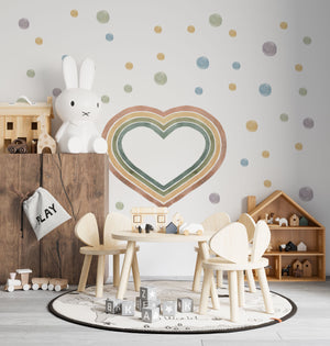 Rainbow heart wall stickers - colorful decorative set for kids room peel and stick by Igibee