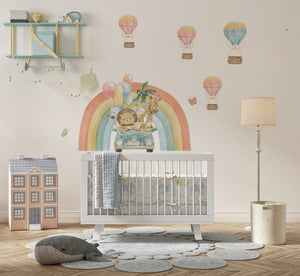 Rainbow journey animals wall stickers - colorful adventure decals for toddlers room by Igibee