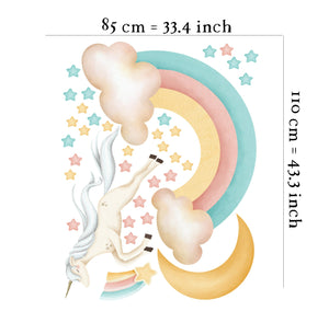 Rainbow unicorn wall sticker - colorful children's room decor with magical theme by Igibee