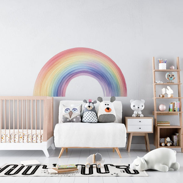Pastel rainbow wall decal, self-adhesive rainbow nursery wall sticker by Igibee