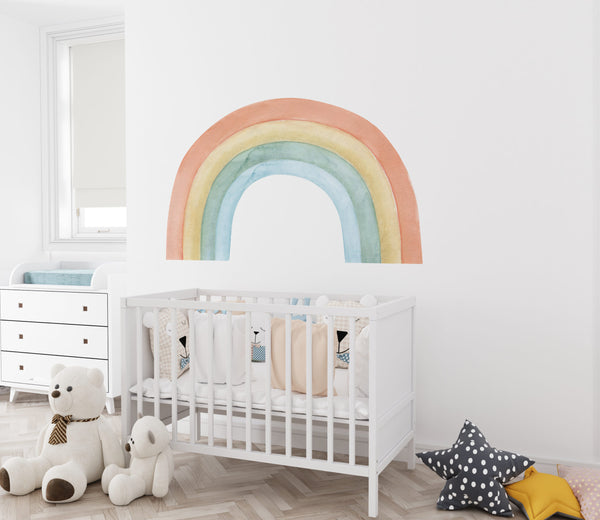 Rainbow wall decoration - colorful nursery decor peel and stick for kids room by Igibee