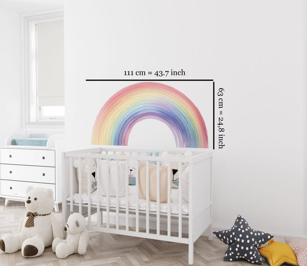 Dimensions of the pastel rainbow wall decal