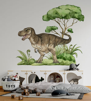 Roaming Dinosaurs wall stickers - prehistoric collection with T-Rex and ancient creatures for kids room by Igibee