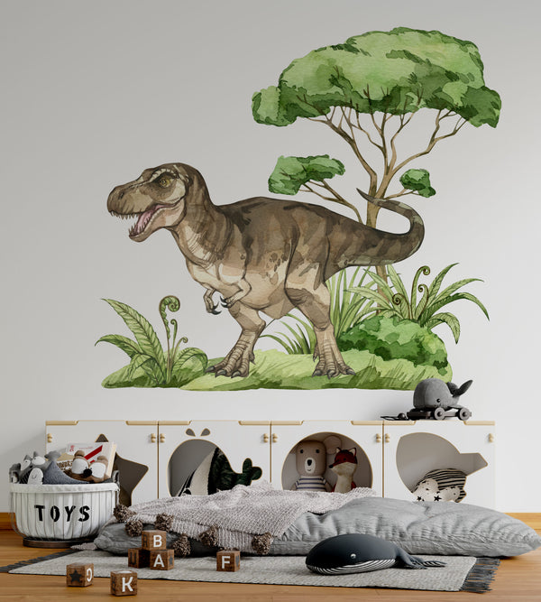 Roaming Dinosaurs wall stickers - prehistoric collection with T-Rex and ancient creatures for kids room by Igibee