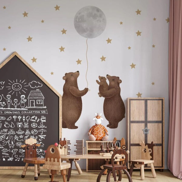 Bear family nursery wall sticker detail by Igibee