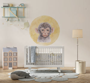Safari monkey door decal - colorful peel and stick decoration for kids bedroom doors by Igibee