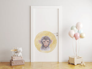 Safari monkey door decal - removable peel and stick wall sticker for kids bedroom by Igibee