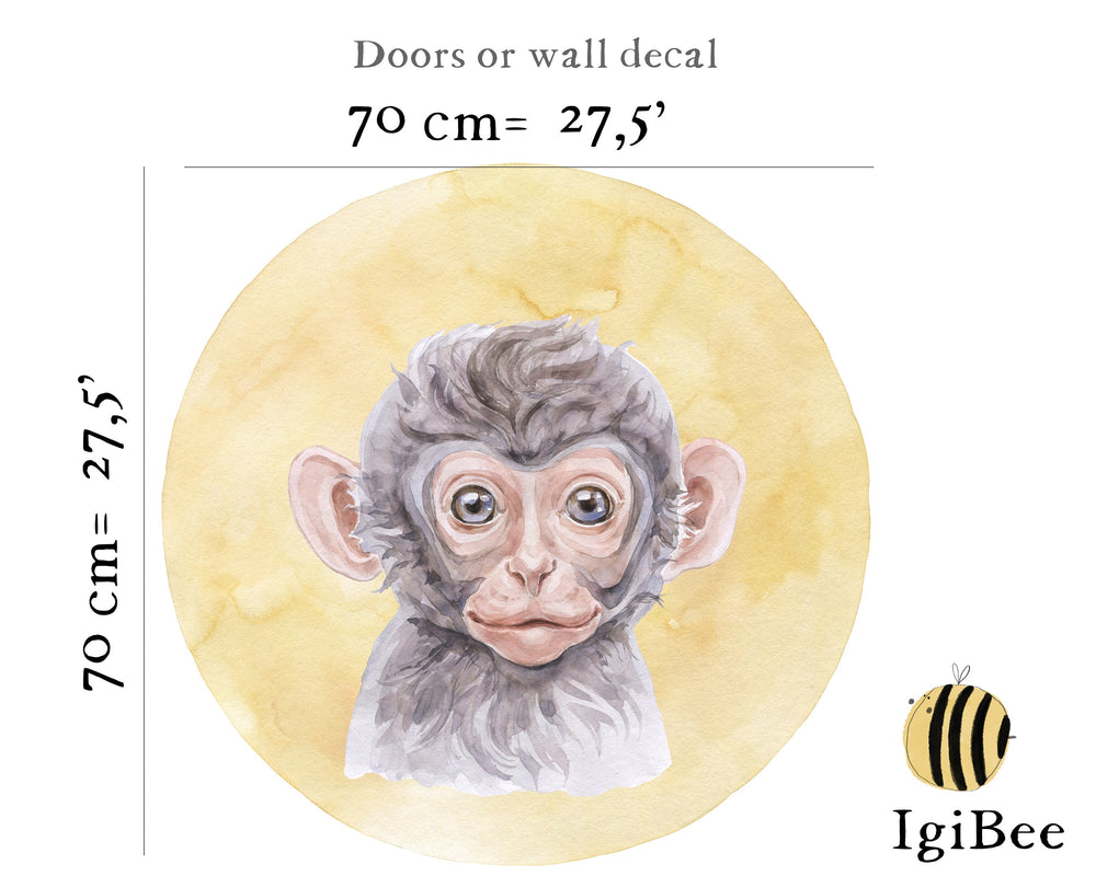 Safari monkey door decals - removable wall stickers for kids room doors by Igibee