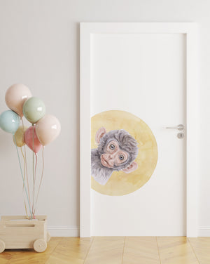 Safari monkey door decals - removable wall stickers for kids room doors by Igibee