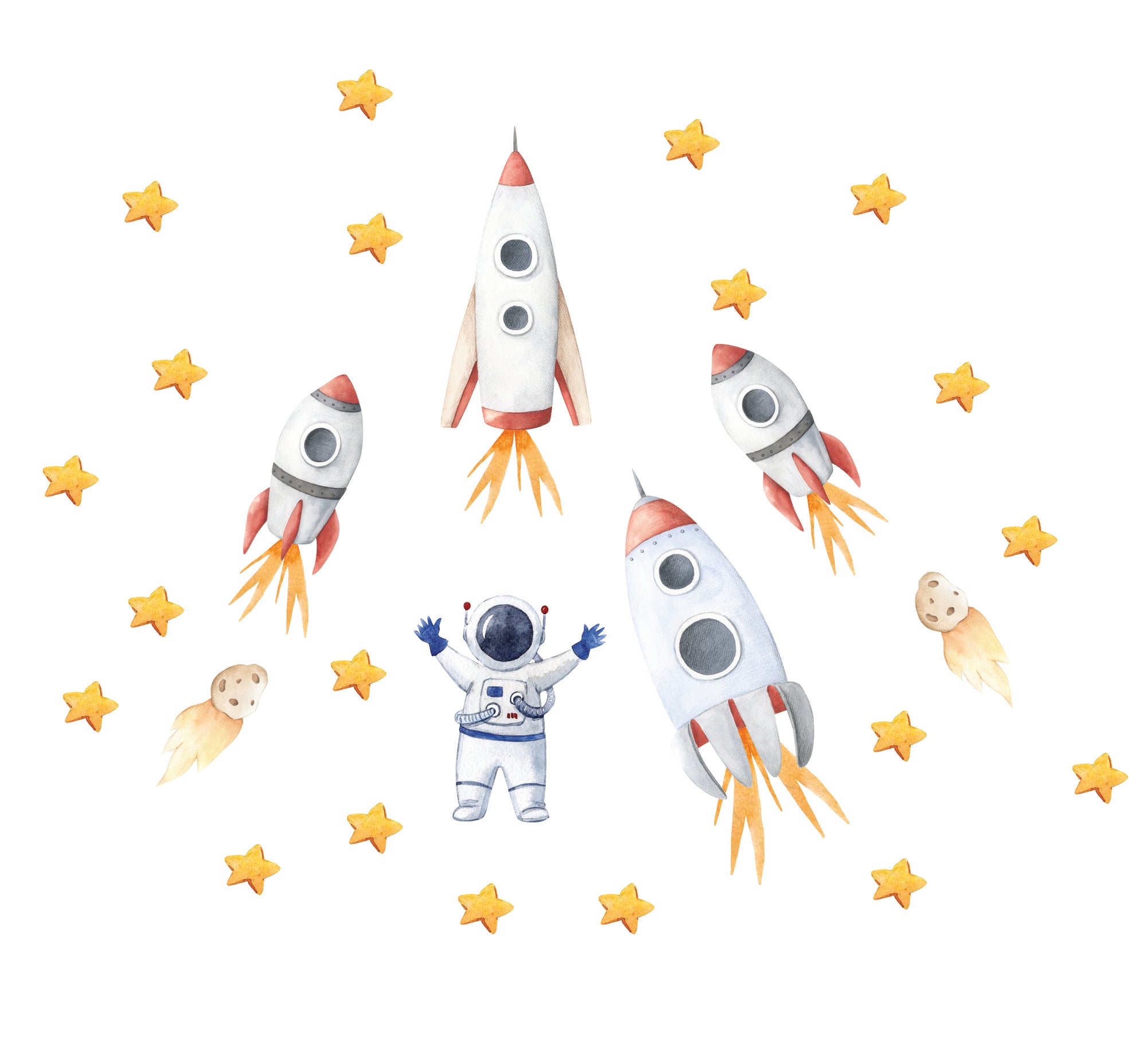 Wall decals applied to a children's room — easy peel and stick application, removable without damage
