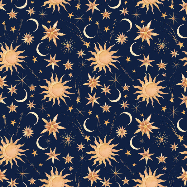 Starry Night peel and stick wallpaper - dreamy bedroom decor with stars and night sky design by Igibee