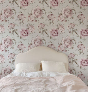 Watercolor peony wallpaper detail by Igibee