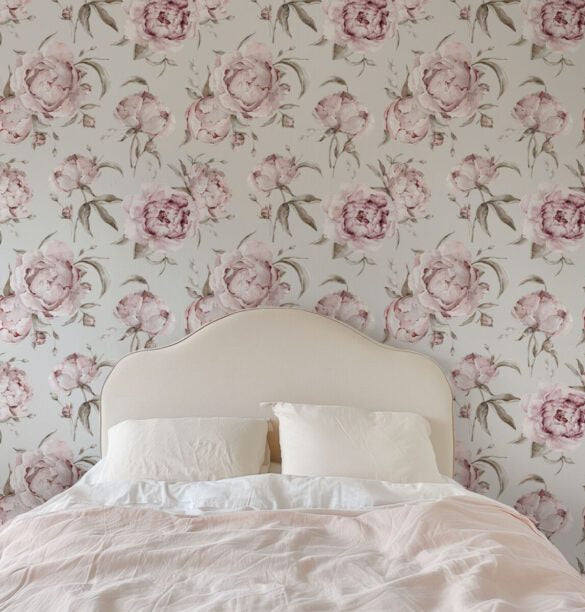 Watercolor peony wallpaper detail by Igibee