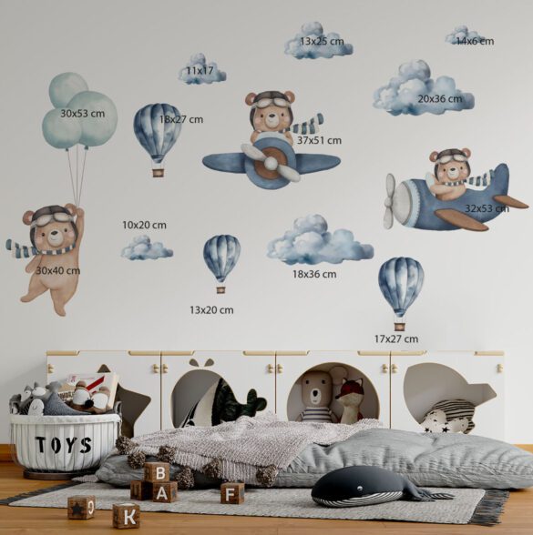 Wall stickers with teddy bears - aviators
