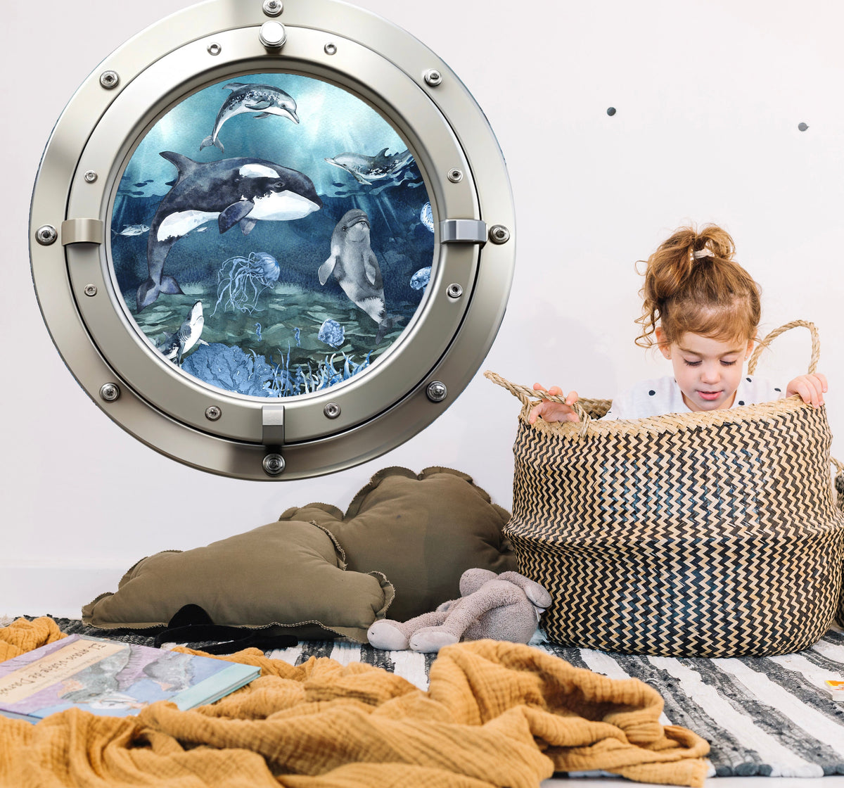Une fenêtre sur le monde sous-marin - stickers muraux animaux de l'océan