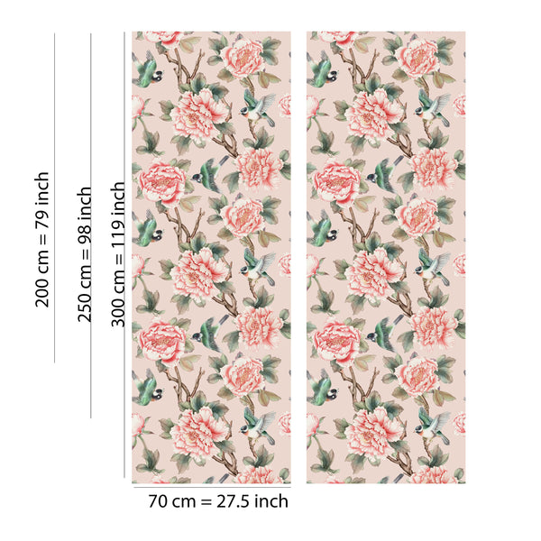 Vintage chinoiserie wallpaper with delicate floral birds pattern - elegant traditional design for kids rooms by Igibee