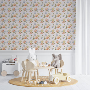 Vintage floral wallpaper with botanical pattern - classic design for nursery decoration by Igibee