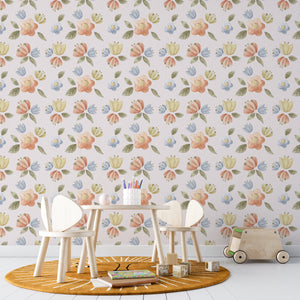 Vintage floral pattern wallpaper with classic blooms - elegant nursery decor by Igibee