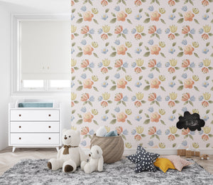 Vintage floral pattern wallpaper - classic botanical design for elegant room decor by Igibee