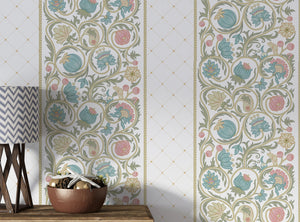 Vintage floral wallpaper - botanical pattern with delicate flowers for nursery and kids room by Igibee