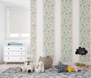 Vintage floral wallpaper - botanical print design for girls bedroom decor by Igibee