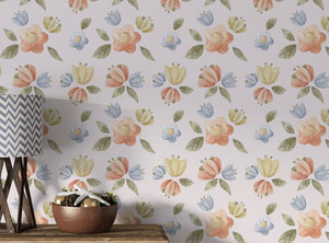 Vintage style floral wallpaper - classic botanical prints for elegant room decor by Igibee