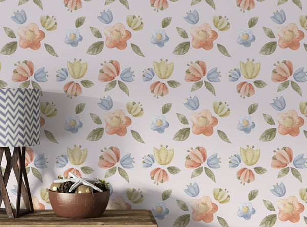 Vintage style floral wallpaper - classic botanical prints for elegant room decor by Igibee