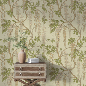 Wisteria vine floral wallpaper mural by Igibee