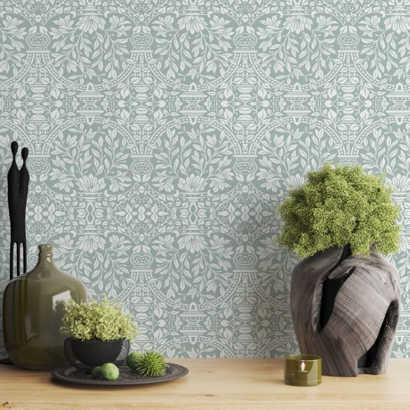 Rustic botanical wallpaper mint and pastel by Igibee