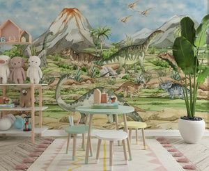 Prehistoric dinosaur wall mural close-up detail by Igibee